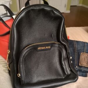$498 MICHAEL KORS JAYCEE Medium ZIP POCKET BACKPACK BAG  MK Black